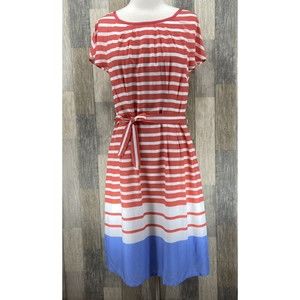 Boden Women's Size 8L Easy Day Striped Red White Midi Dress